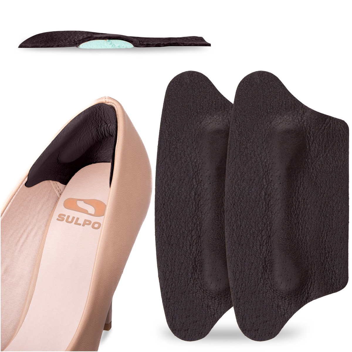 Zapiętki naprawcze samoprzylepne skórzane