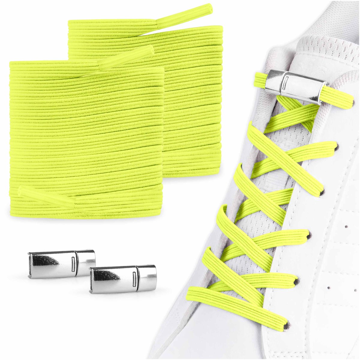 Sznurowadła elastyczne gumowe bez wiązania neonowe