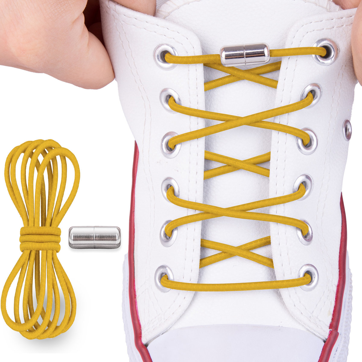 Sznurówki ELASTYCZNE bez wiązania żółte sportowe