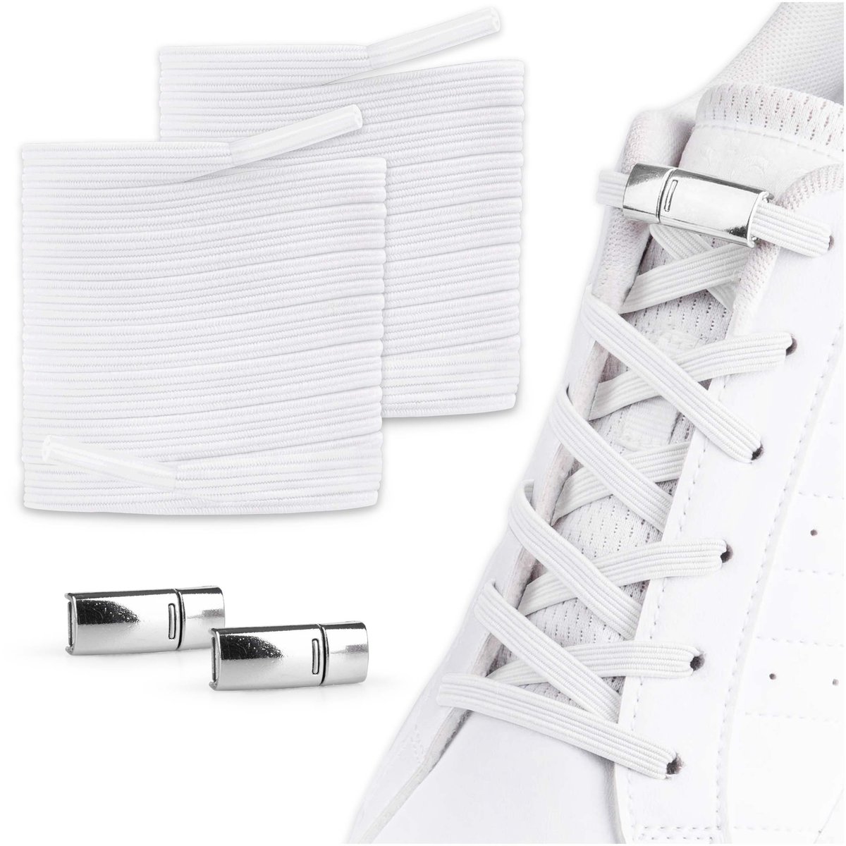 Sznurowadła bez wiązania SULPO na magnes białe