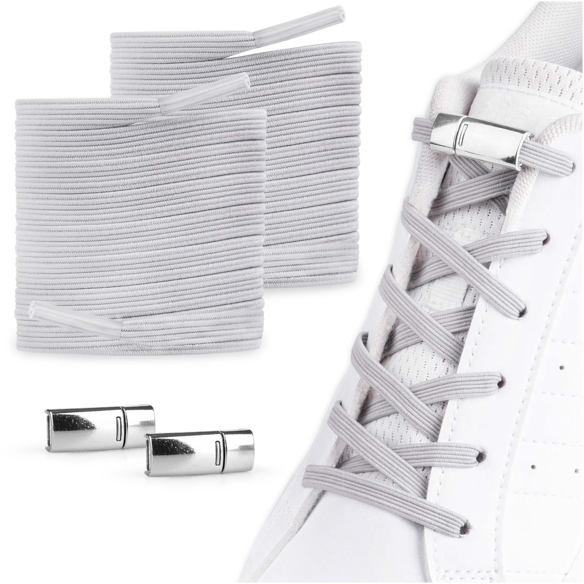 Sznurówki do trampek adidasów bez wiązania szare