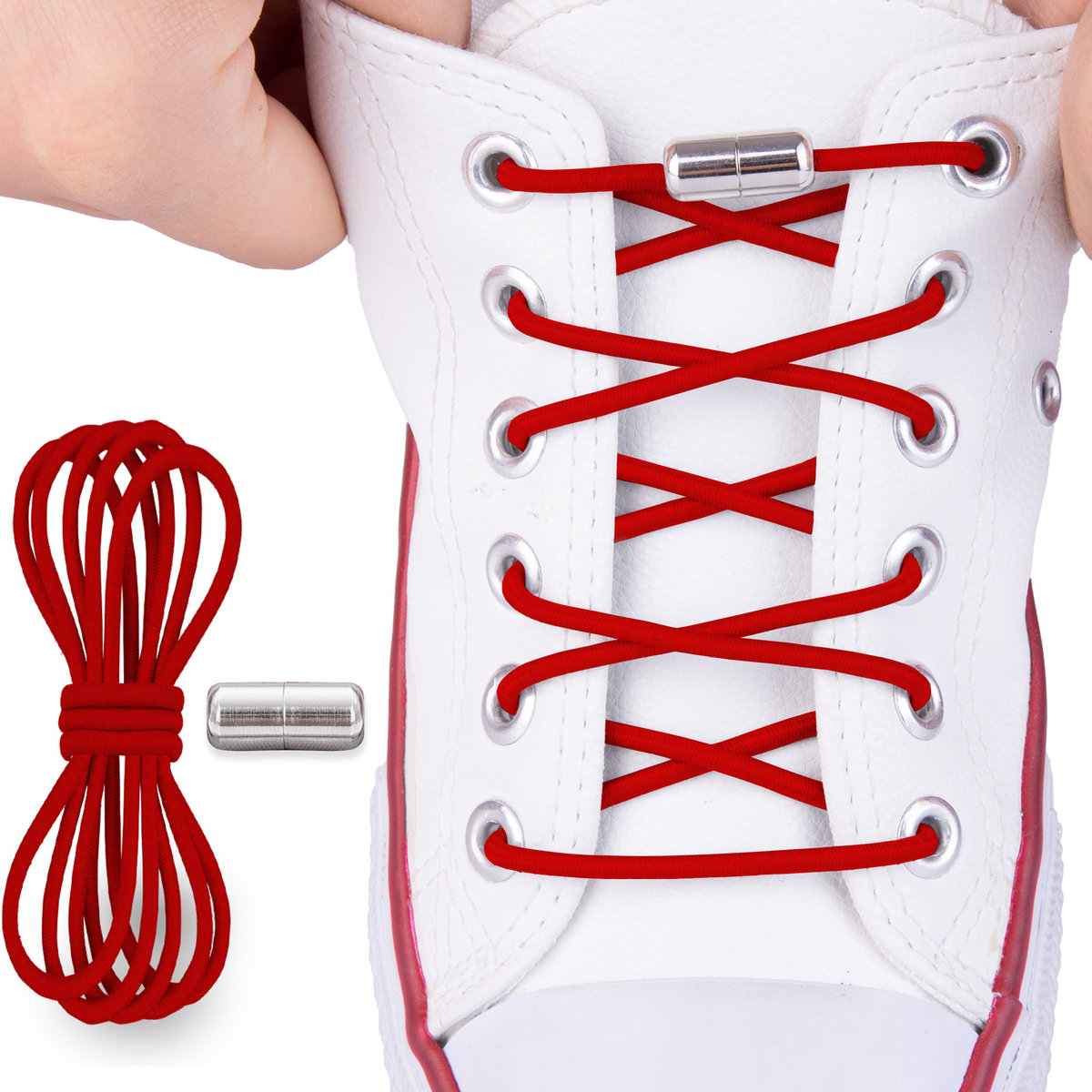 Sznurówki butów ELASTYCZNE bez wiązania Czerwone