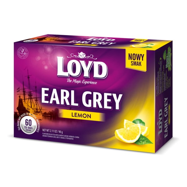 Herbata czarna, LOYD Earl Grey, Cytrynowa, 60 torebek