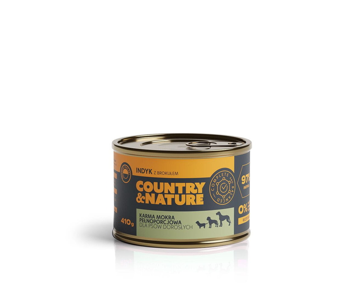 Country&Nature Indyk 97% z brokułem 410g pełnoporcjowa mokra karma dla dorosłych psów wszystkich ras 410 g