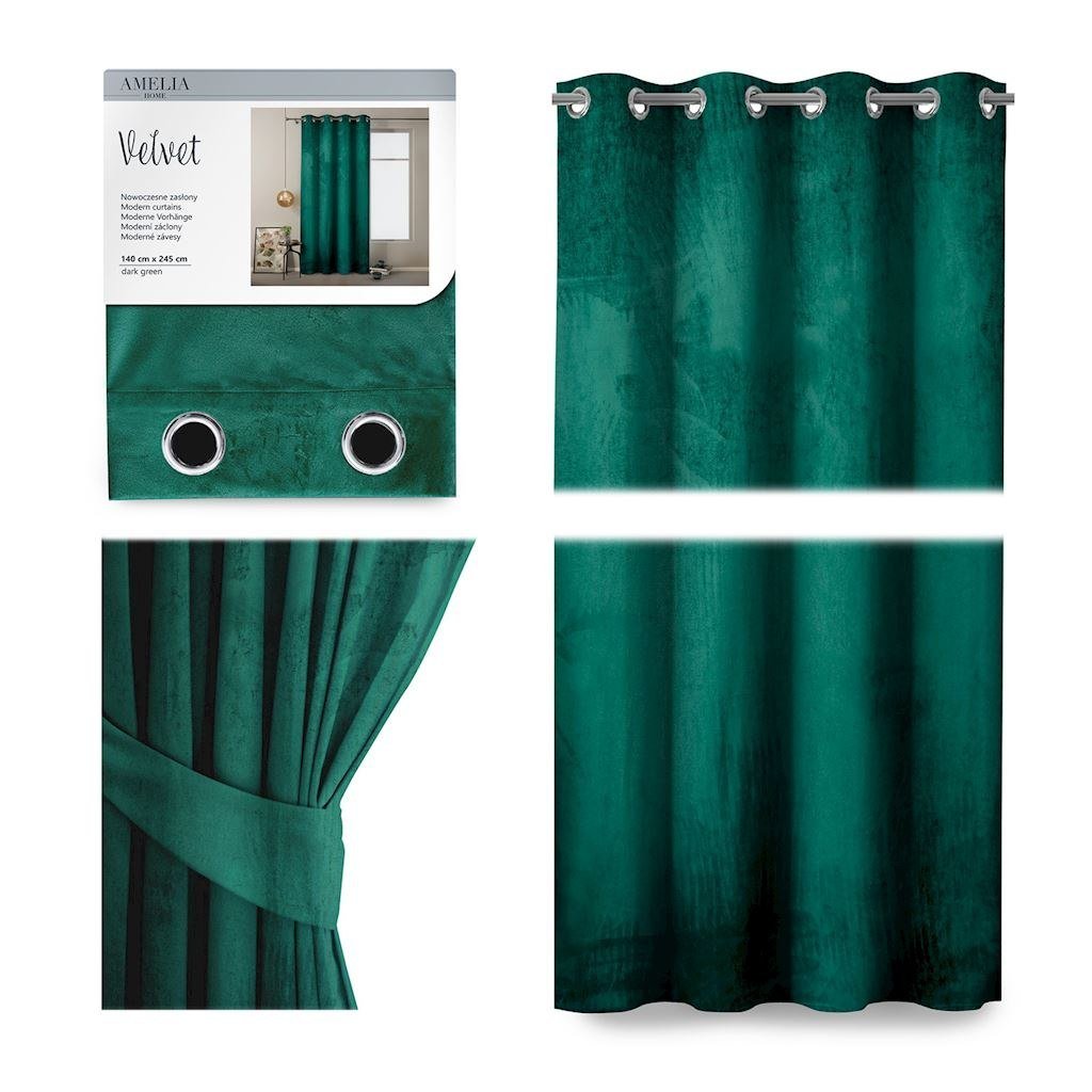 CURT/AH/VELVET/EYELETS/D.GREEN/140X245/1PC