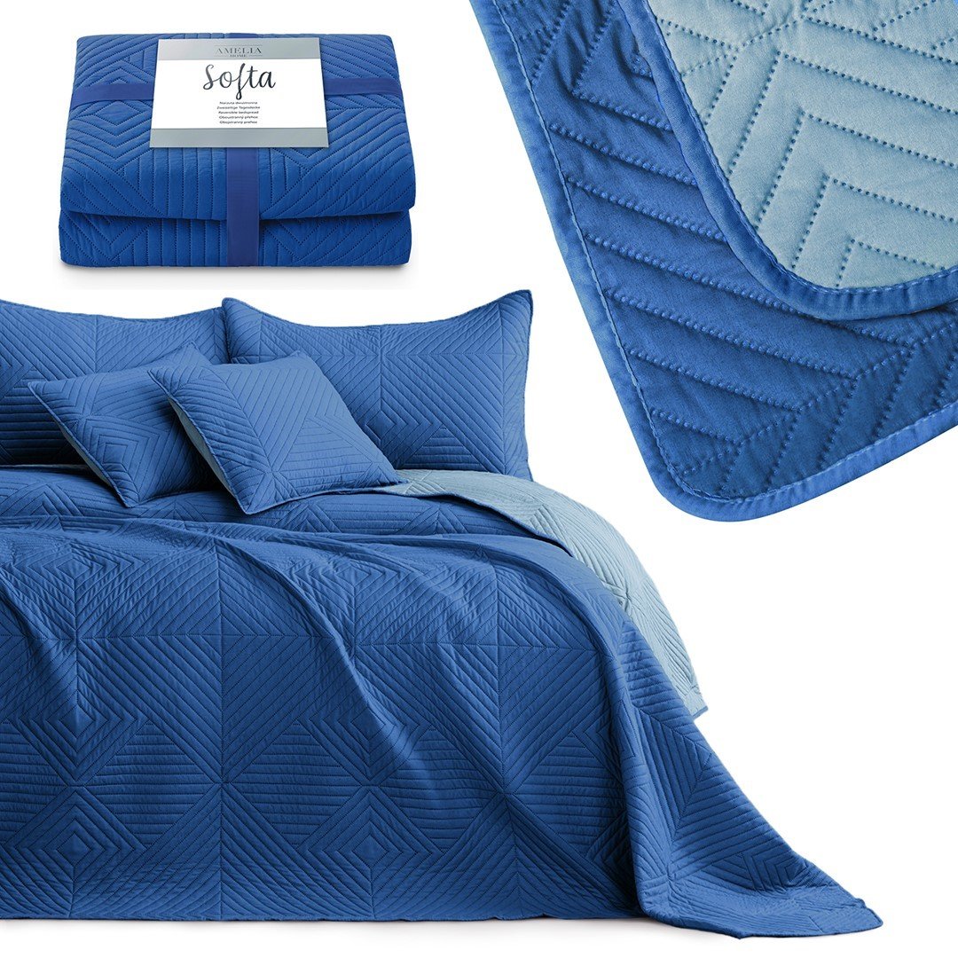 AmeliaHome narzuta na łóżko SOFTA niebieska 170x210