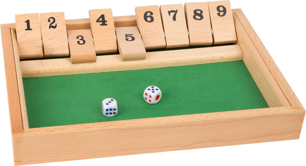 Gra towarzyska Shut the Box, kości, nauka liczb