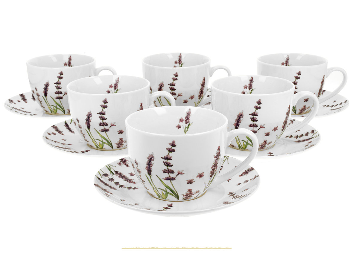 Duo Gift Filiżanki ze spodkami 280 ml komplet 6 szt. CLASSIC LAVENDER DUG_3192