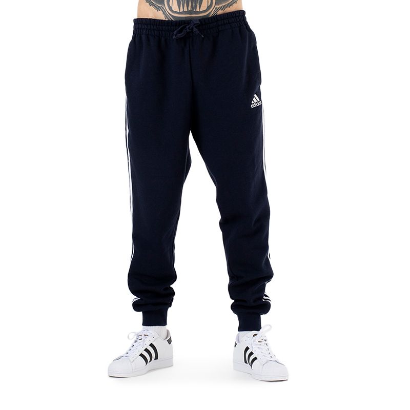 Spodnie adidas Essentials Fleece Fitted 3 Stripes GM1090 - granatowe - Adidas