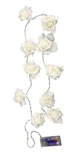 Flair Flower łańcuch świetlny LED z 10 kwiatami, tworzywo sztuczne, biały, 100 x 6 x 6 cm