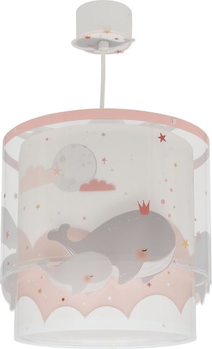 Wieloryby lampa wisząca 1-punktowa różowa 61172S