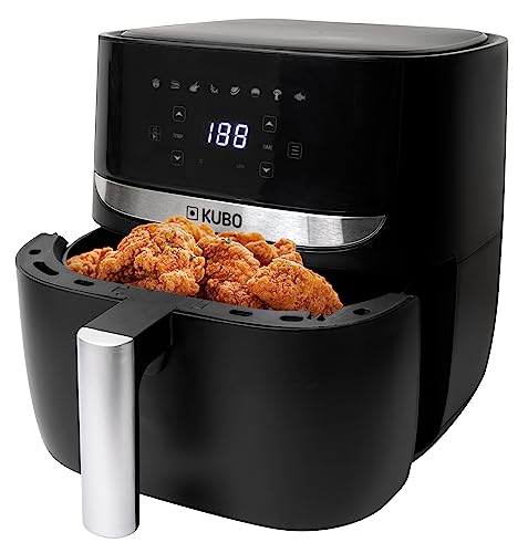 Kubo Frytkownica bezolejowa 5.7L, Cyfrowy, Timer, Nieprzywierający, 1700 W, Wykończenia Stal nierdzewna, Czarny