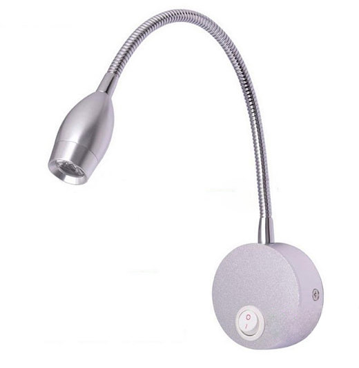 Lampka nocna do czytania Wobako Flexi srebrna do sypialni Kinkiet LED 3W 40cm