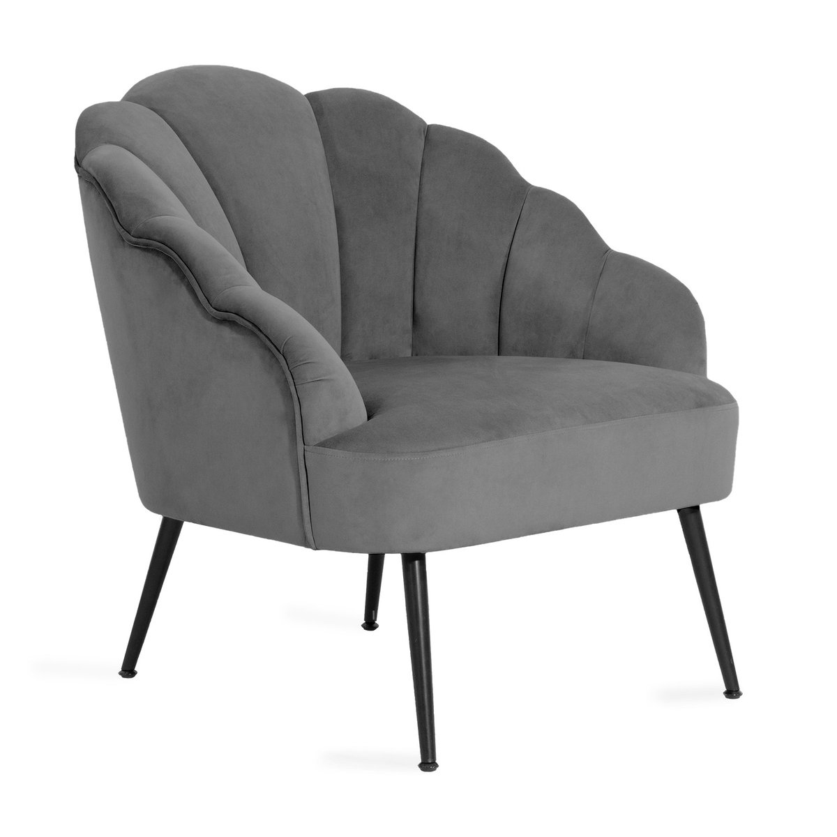 Fotel welurowy szary USZAK ARIEL 65x71x76 cm HOMLA