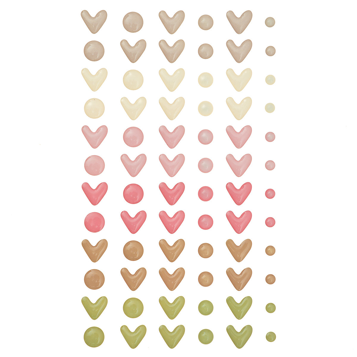 Naklejki serduszka i kropki samoprzylepne emaliowane 72 szt.
