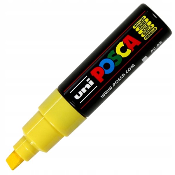 Uni Marker plakatowy 0.8mm żółty ścięty Posca PC8K