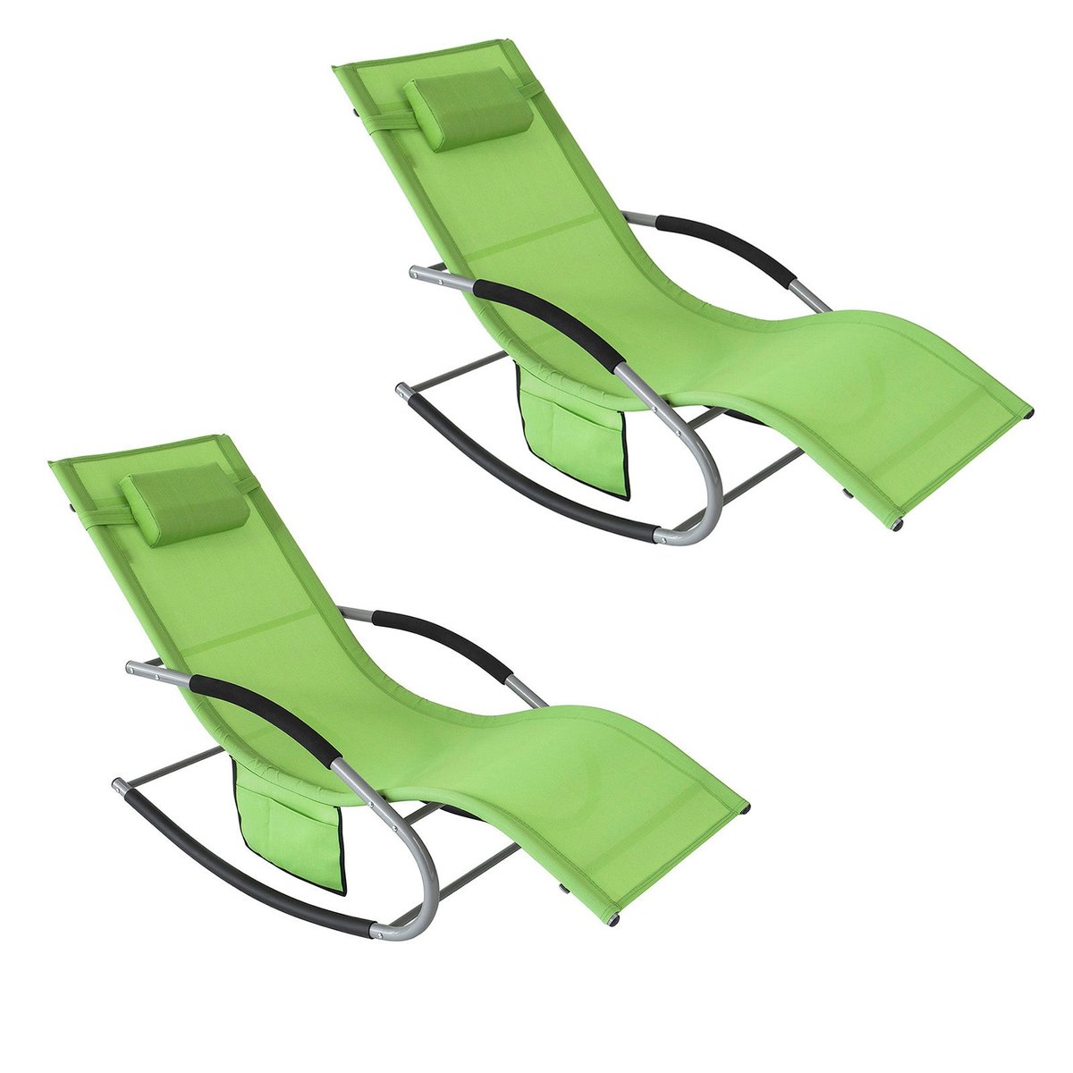 SoBuy OGS28-GRx2 Leżak bujany Plażowy Ogrodowy