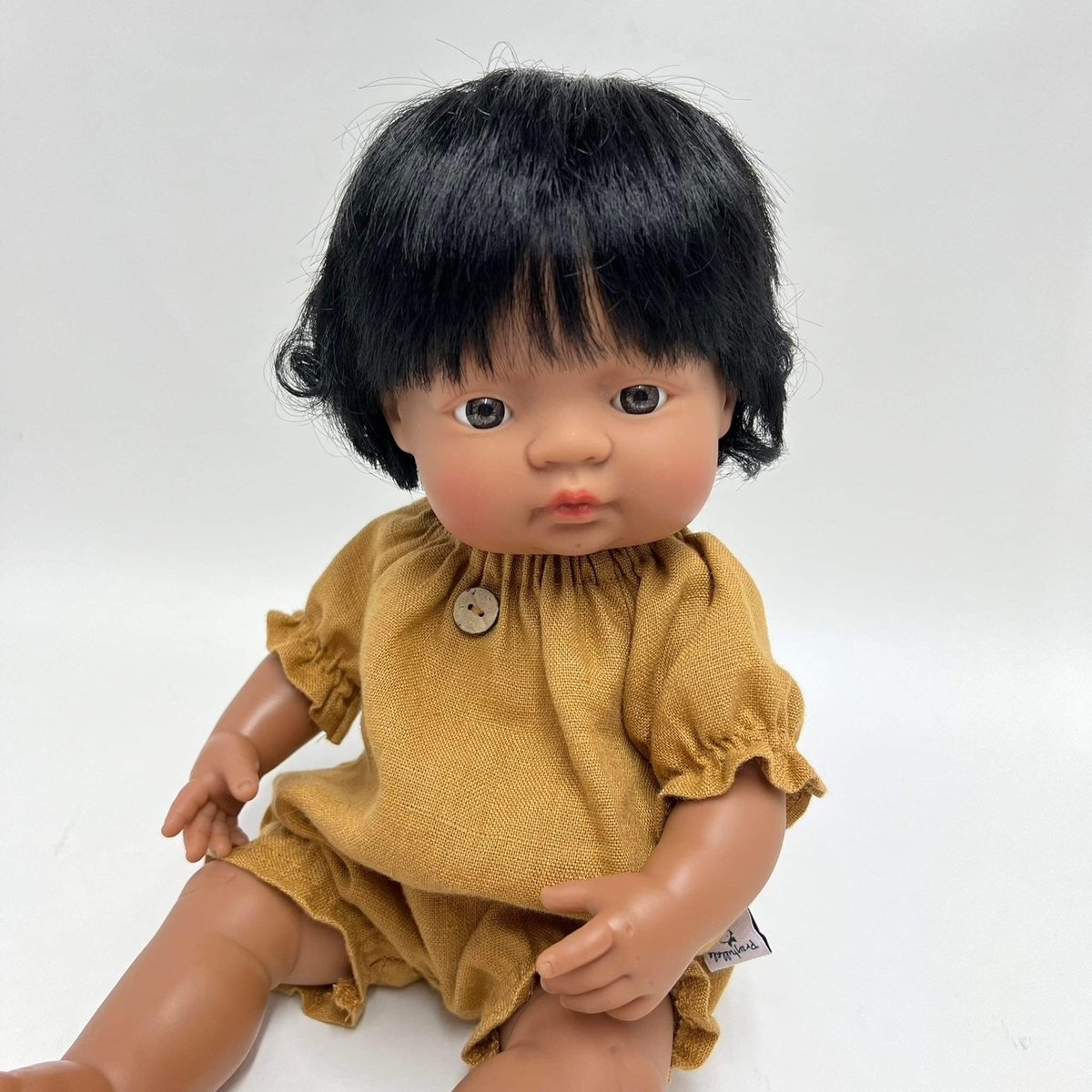 Lniany kombinezon/ Przytullale dla lalki Miniland 38 cm i Paola Reina Ochre