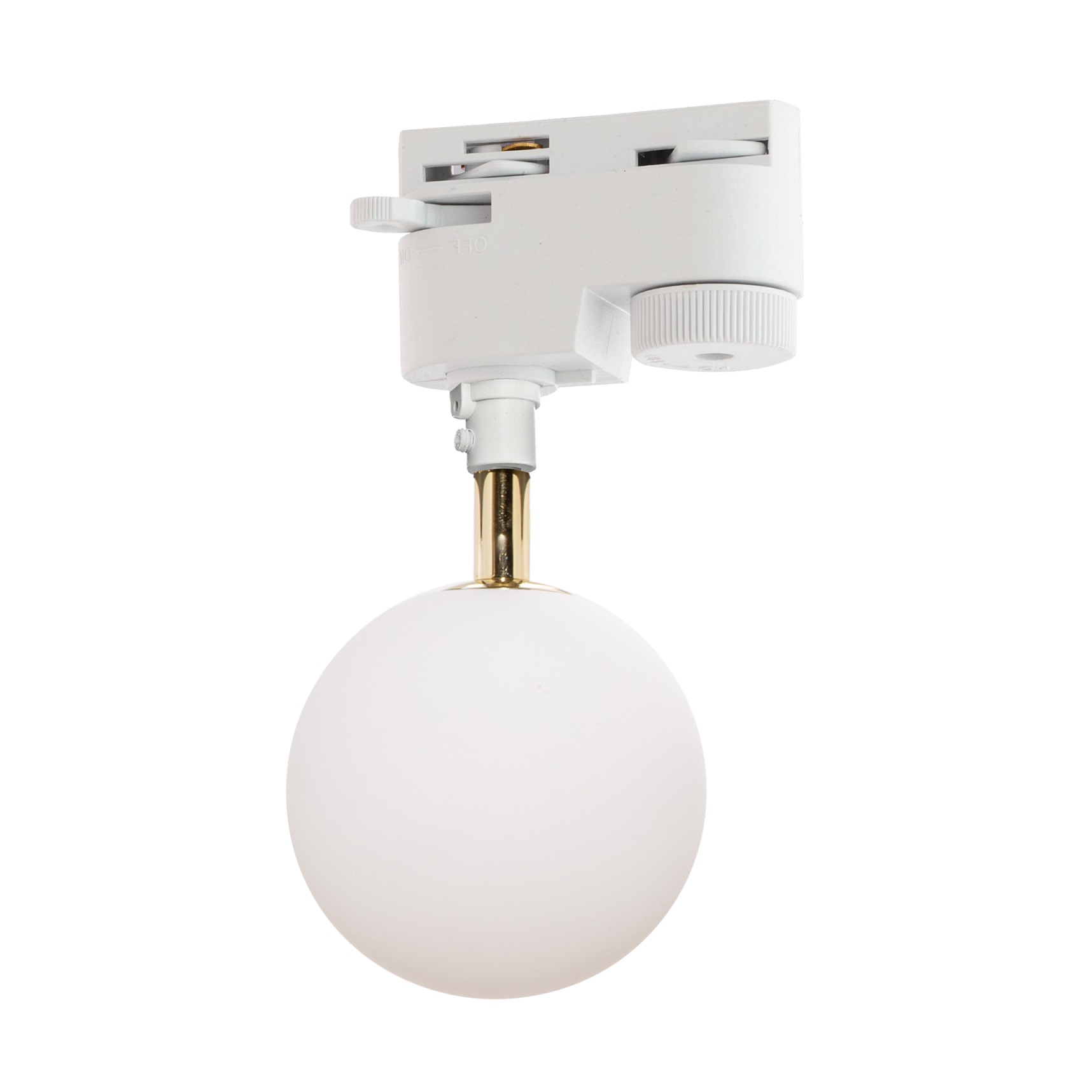 Lampa do szyny natynkowej, biała kula ZM 9050WH z serii SZ.JEDNOOBWODOWA