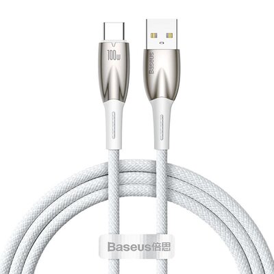 Baseus Glimmer Series kabel do szybkiego ładowania USB-A - USB-C 100W 480Mb/s 1m biały
