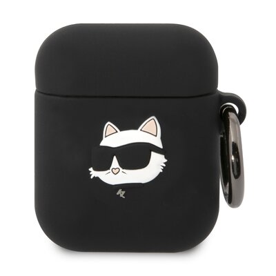 Etui ochronne na słuchawki Karl Lagerfeld KLA2RUNCHK do Apple AirPods 1/2 cover czarny/black Silicone Choupette Head 3D