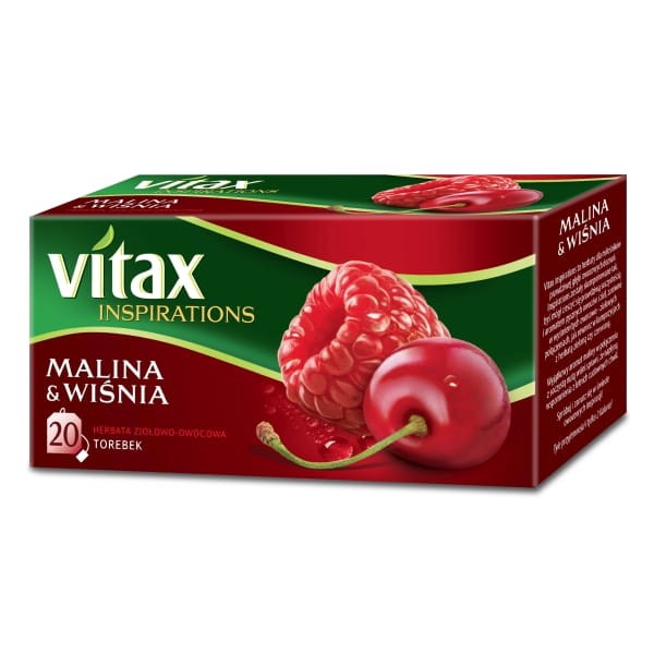 Vitax BAHLSEN Herbata ziołowo-owocowa Inspirations Malina Wiśnia 40g(20 torebek)