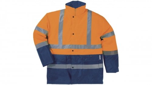 Delta Plus Kurtka ostrzegawcza ocieplana z poliestru Oxford powlekanego PU kolor pomarańczowy fluo-granatowy rozmiar 3XL CORP STRA2OR3X STRA2OR3X