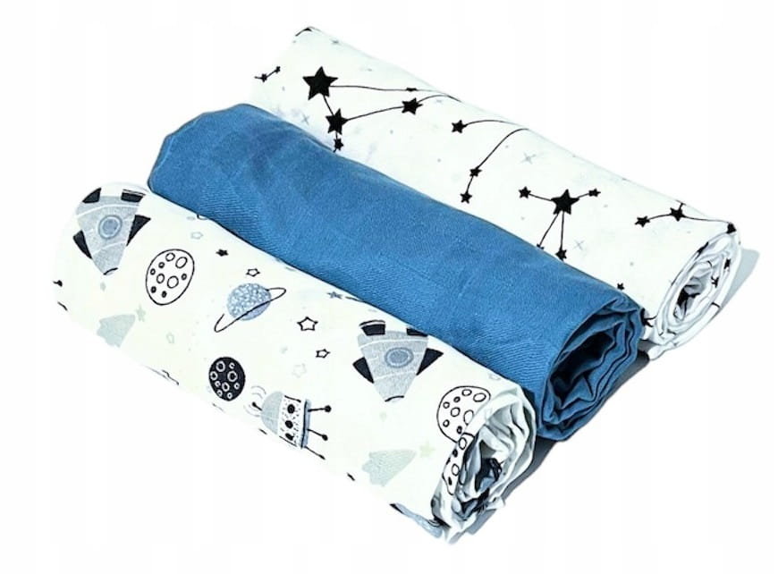 Czas Bobasa Pieluchy Pieluszki Muślinowe Premium 3Szt 70X75Cm Kosmos