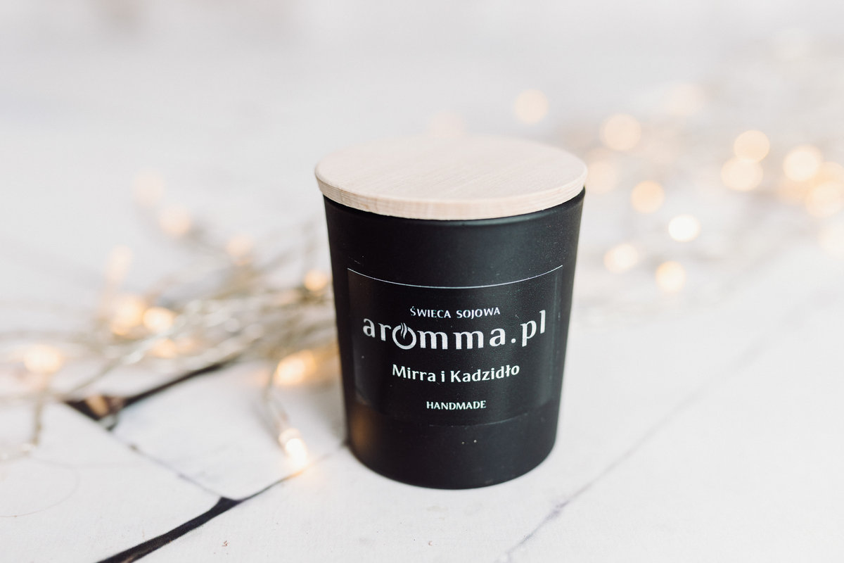 Świeca zapachowa sojowa MIRRA I KADZIDŁO Aromma 180 ml - BIBLIJNY ZAPACH
