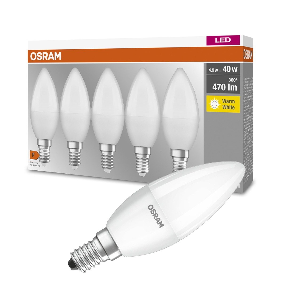 Osram ZESTAW 5x LED Żarówka BASE B40 E14/5,7W/230V 2700K - ZESTAW 5x LED Żarówka BASE B40 E14/5,7W/230V 2700K -