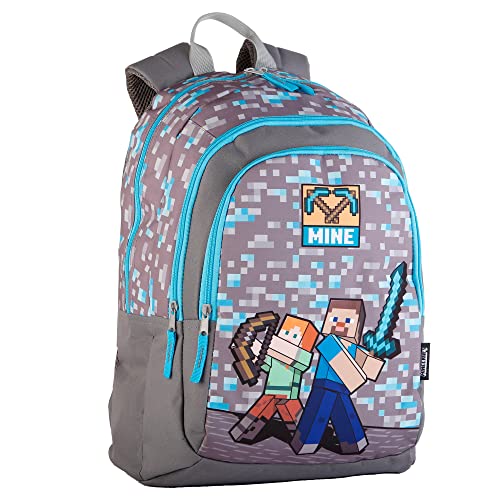 Minecraft Plecak szkolny Warriors, Unisex dzieci, Wielobarwny, Duży, Wielobarwny