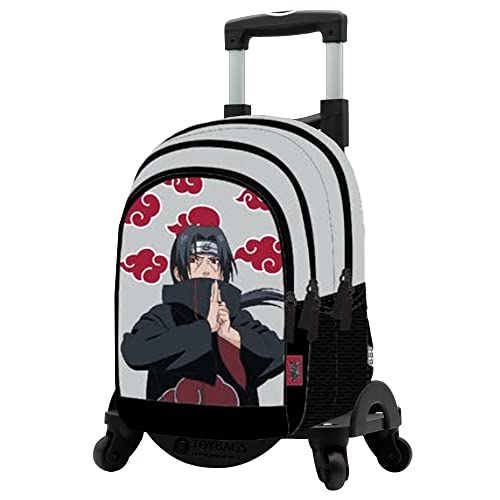 Naruto Plecak szkolny Itachi + wózek na zabawki z 4 kołami obrotowymi, Unisex dzieci, Wielobarwny, Duży, Wielobarwny
