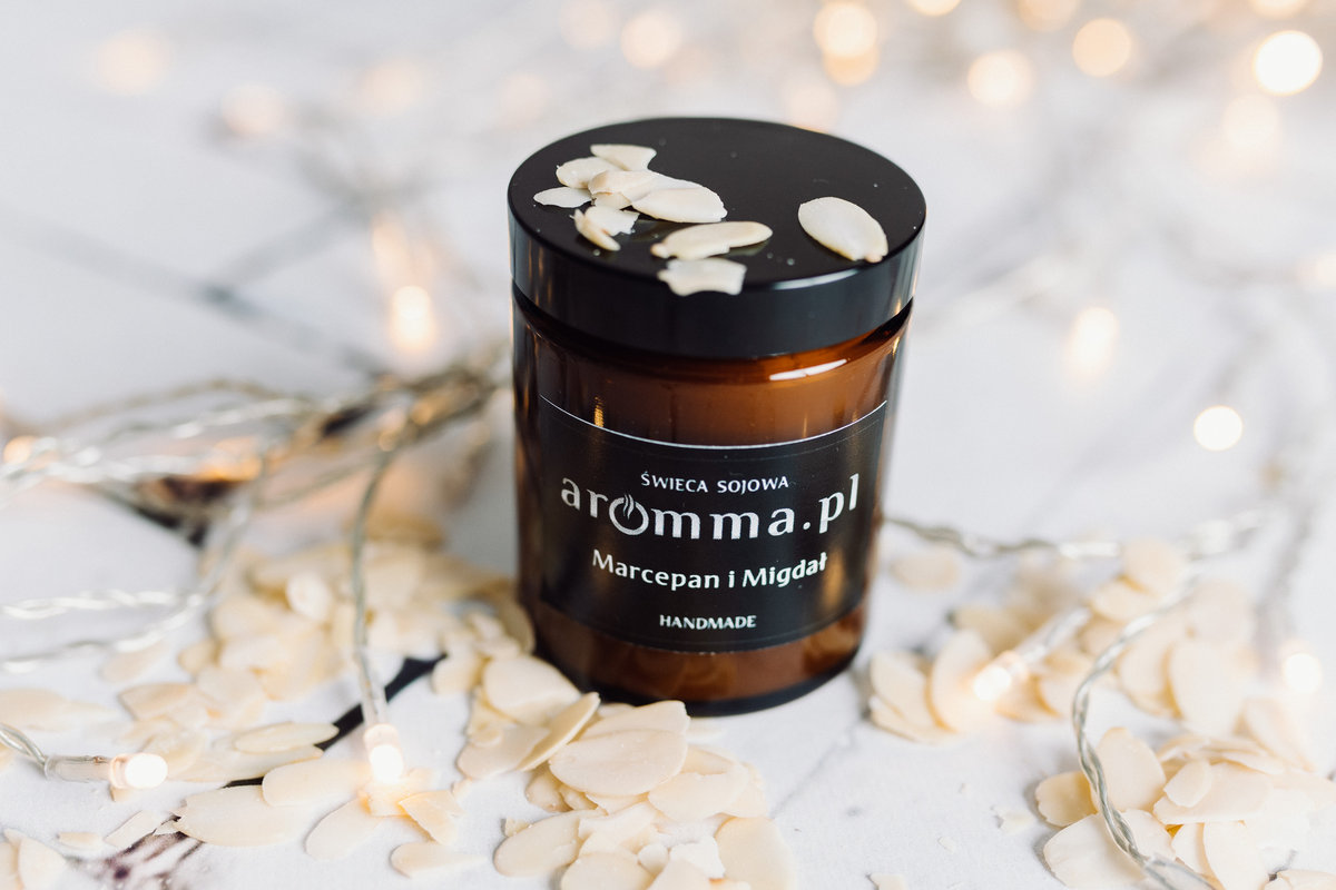 Świeca Sojowa Aromma - Marcepan i Migdał 180 ml - SŁODKA! NATURALNA 100% EKO