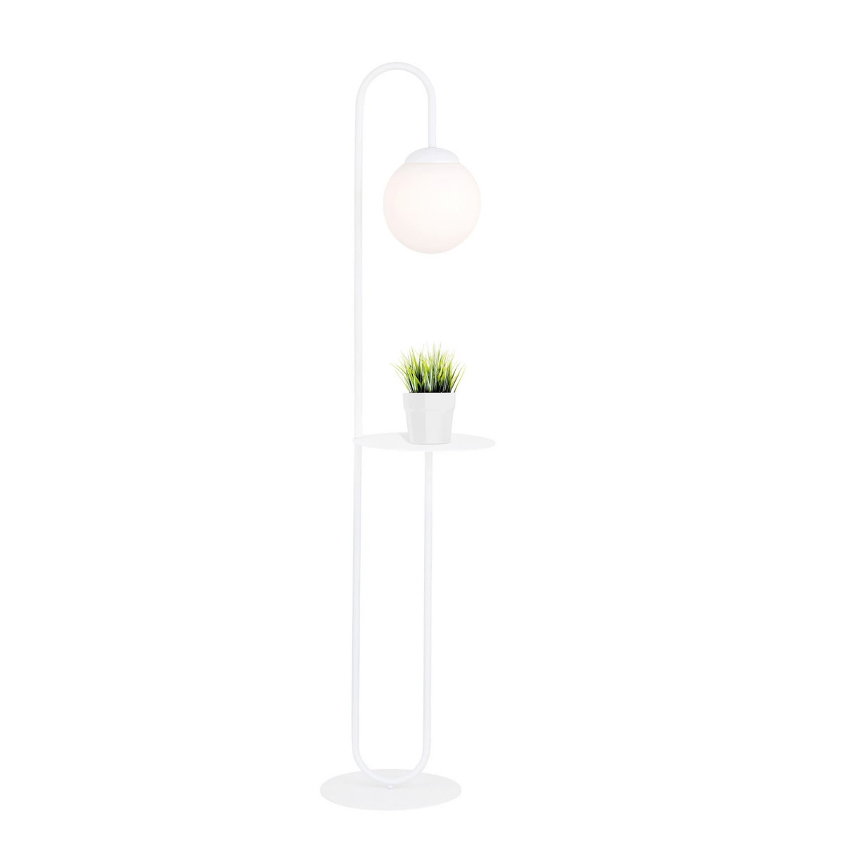 Lampa stojąca podłogowa ze stolikiem Emibig 1xE14 10W BARI biała 1236/LP2