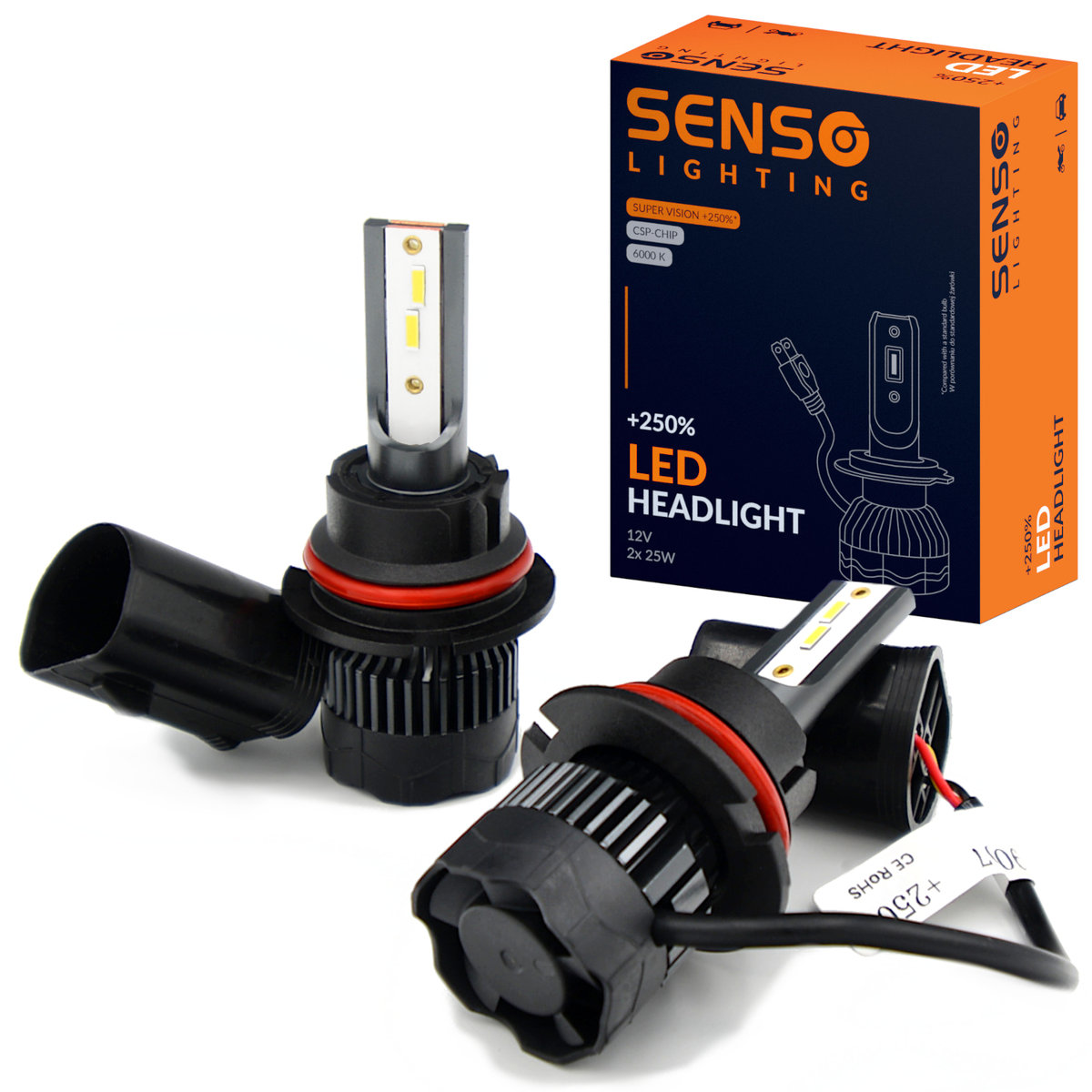 Żarówki SENSO 2x LED HB5 +250% CSP 12V 16000LM