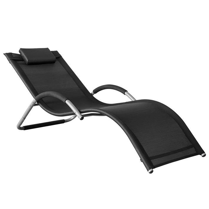SoBuy Fotel relax Leżak plażowy ogrodowy OGS38-SCH