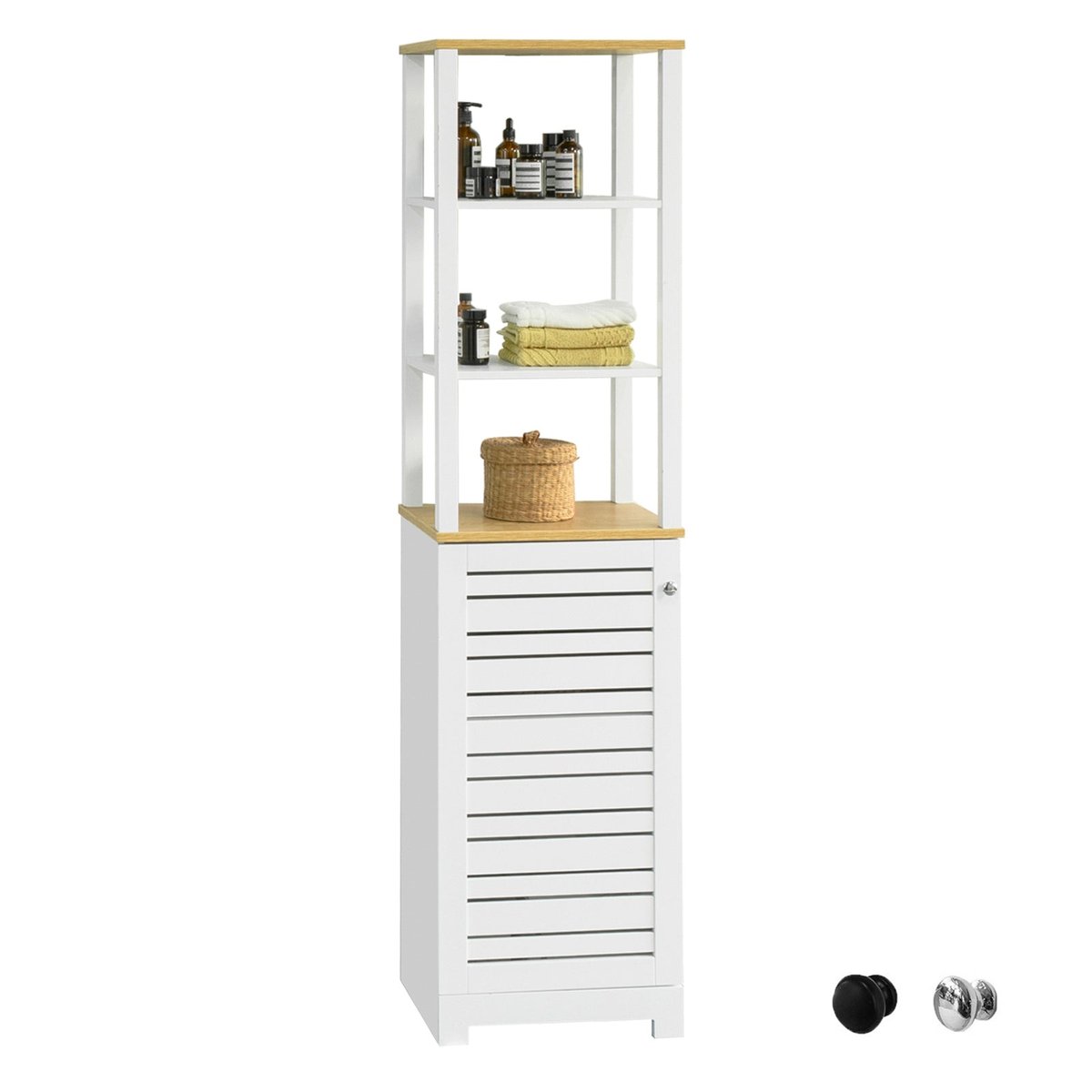 SoBuy Wysoka szafka łazienkowa, BZR43-W