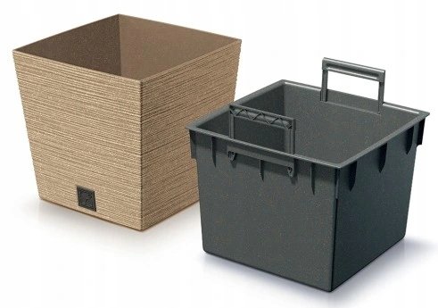 Doniczka z wkładem plastikowa jasny brąz Furu Square 29,5 cm