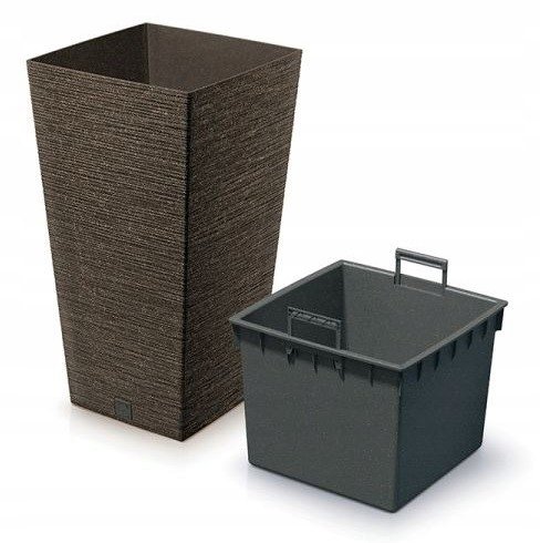 Donica z wkładem plastikowa brązowa Furu Square 26,5 cm