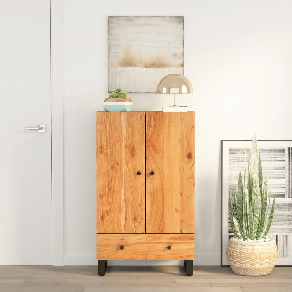 vidaXL Szafka z szufladą, 60x33x100 cm, lite drewno akacjowe i żelazo