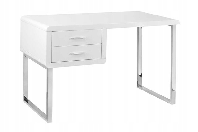 Białe biurko Solano wysoki połysk płyta MDF design