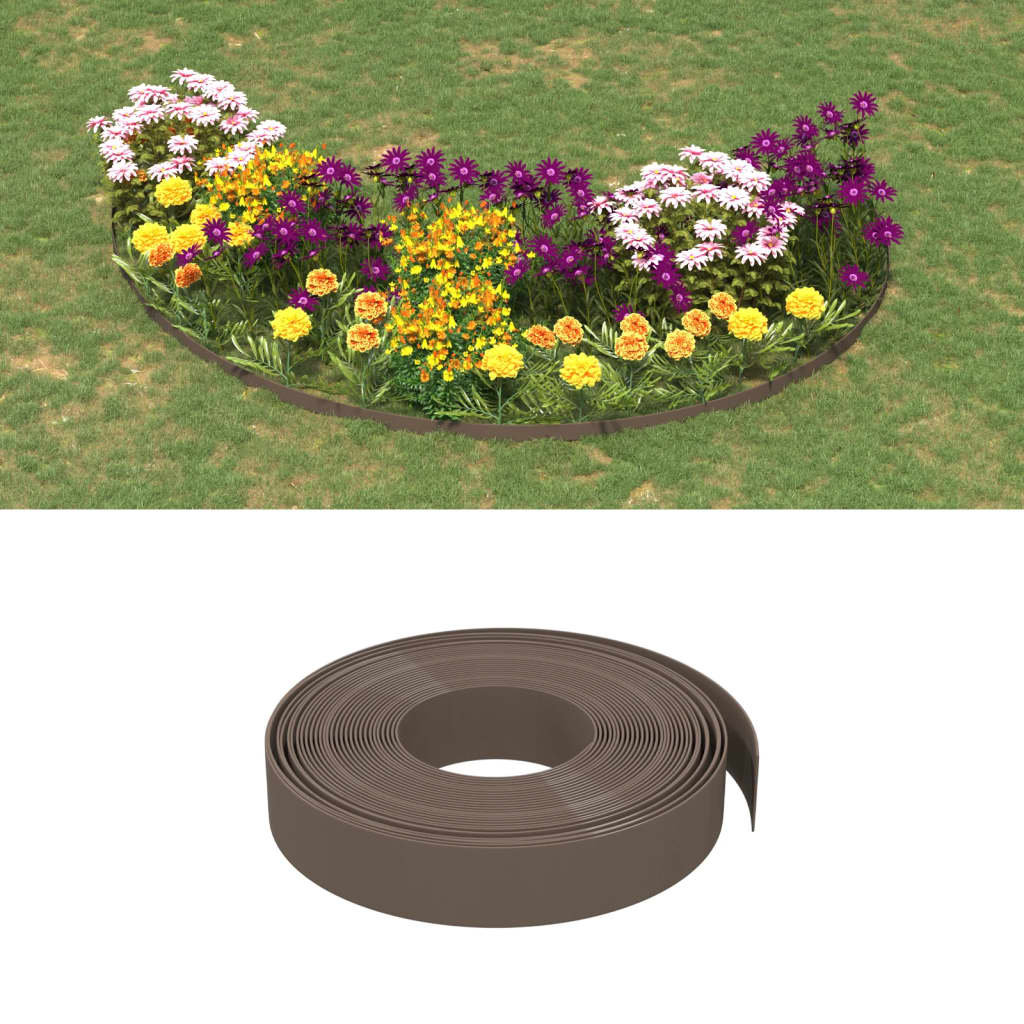 Obrzeża ogrodowe, 4 szt., brązowe, 10 m, 10 cm, polietylen