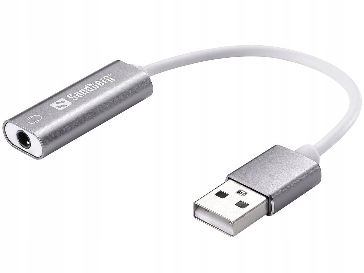 Sandberg adapter Headset USB converter 3,5mm jack na USB biały/srebrny