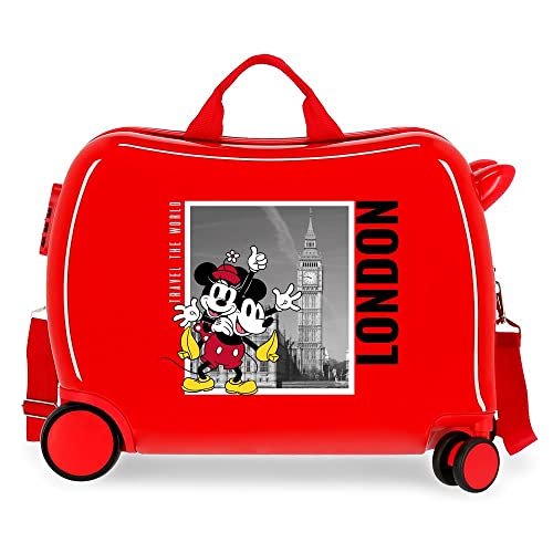Disney Mickey y Minnie Travel The World London Walizka dziecięca Czerwony 50x39x20 cms Sztywne zapięcie szyfrowy ABS 34L 1,8 kg 4 koła Bagaż ręczny, Czerwony, Talla única, walizka dziecięca