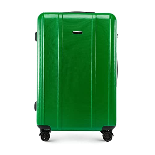 WITTCHEN Classic Line elegancka walizka z wytrzymałego poliwęglanu z pionowym tłoczeniem, zamek TSA, zielony, L, Nowoczesny