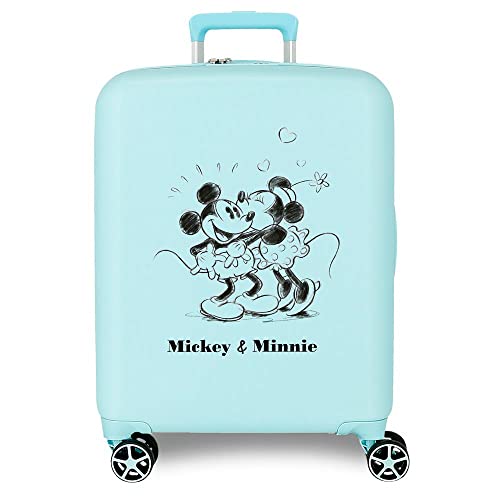 Disney Mickey & Minnie Kisses Walizka kabinowa Niebieski 40x55x20 cms Twarde mocowanie ABS Wbudowany 38,4l 2,82 kg 4 koła Podwójny bagaż ręczny, niebieski, Talla única, Walizka kabinowa