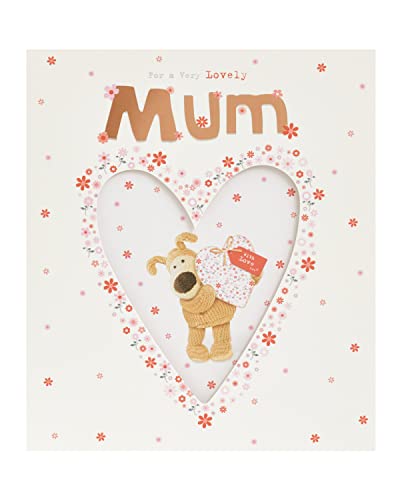 Boofle Kartka urodzinowa dla mamy z kopertą - słodki wzór z boofle ze wzorem serca