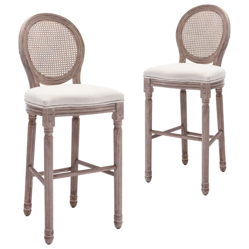 vidaXL Krzesła barowe, 2 szt., len i rattan, 48x52x123 cm, kremowe