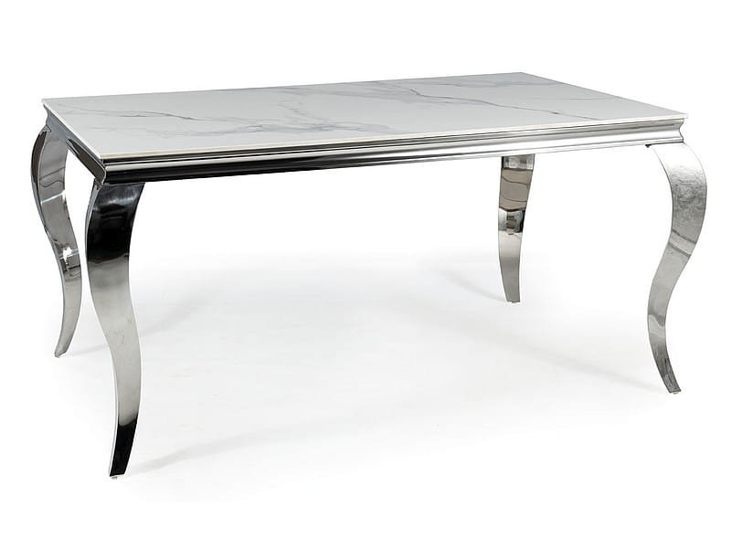Stół do salonu ceramiczny PRINCE CERAMIC 180x90 biały/chrom