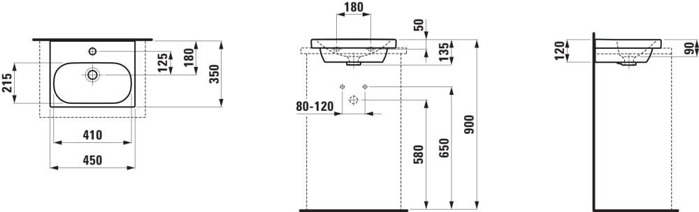 Laufen Lua Umywalka wisząca lub wpuszczana w blat 45x35 cm z otworem na baterię biała z powłoką LCC H8160804001041 - odbiór osobisty: Kraków, Warszawa